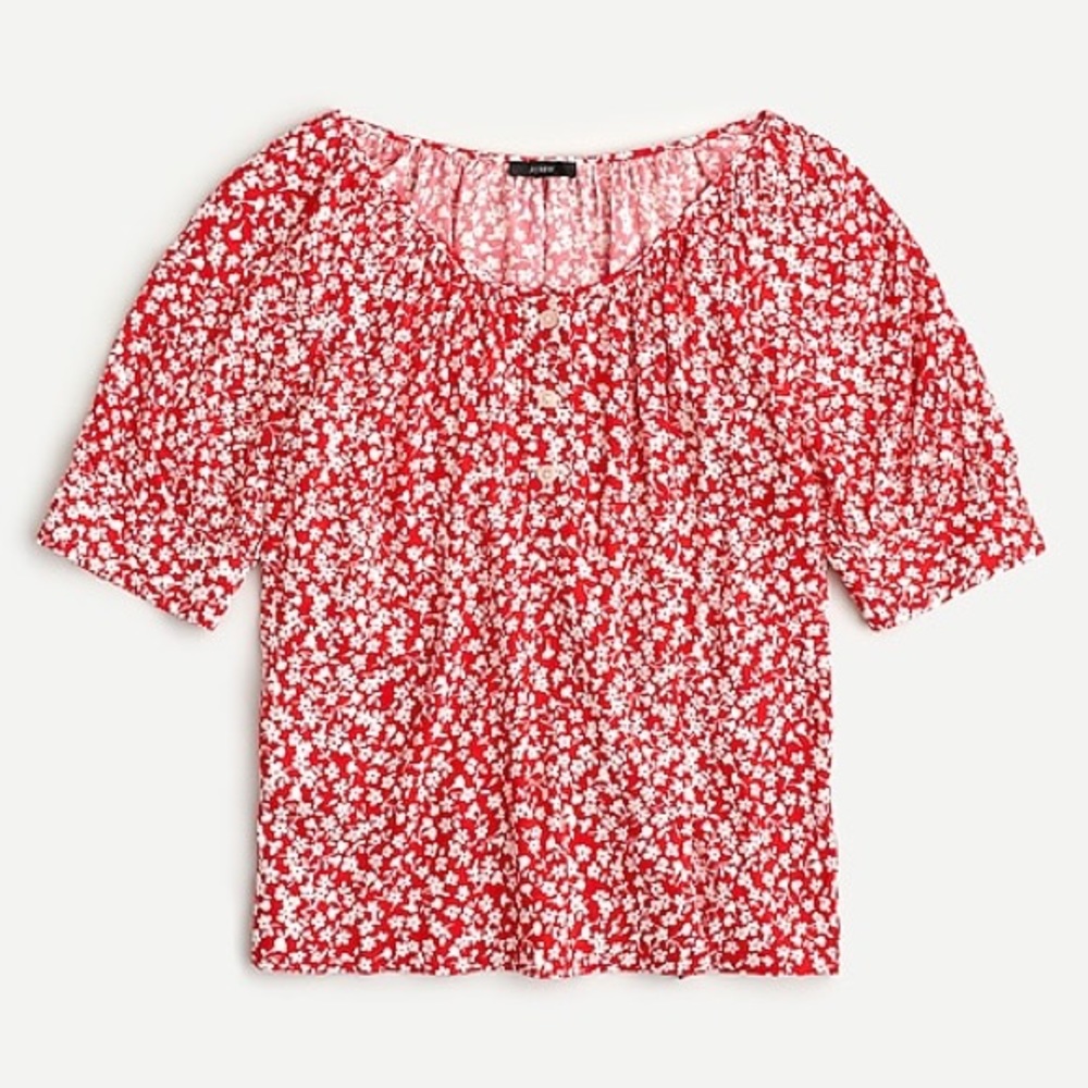 J. Crew | Scoopneck top in tossed bouquet print - Picture 2 of 7